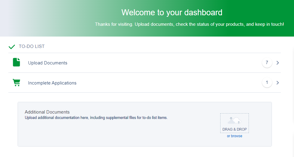 WAFD Client Connect dashboard.