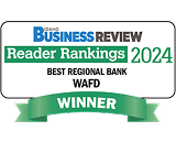 Idaho Business Review Reader Rankings 2024 Best Regional bank Winner badge.