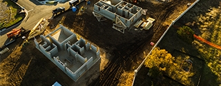 3d printed homes under construction in North Austin, Texas.