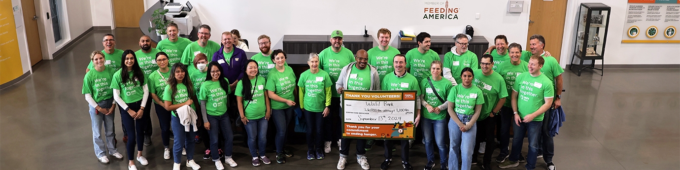 WaFd employees volunteering at Food Lifeline in Seattle, Washington.