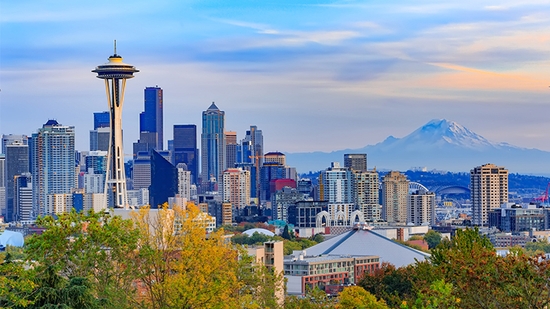 Downtown Seattle skyline with Space Needle.