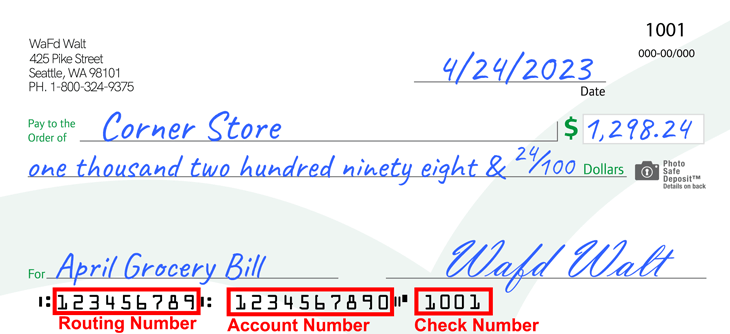 Image showing bottom numbers of a check highlighted.