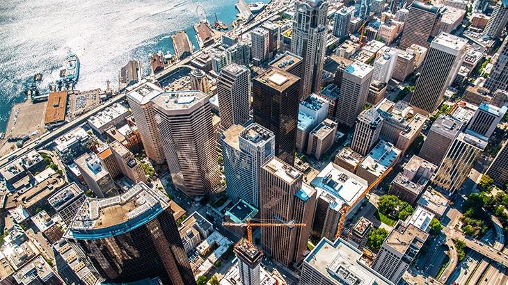 Seattle skyline aerial view.