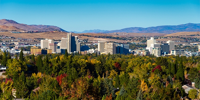 Reno skyline and residential area.