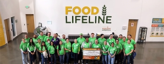 WaFd employees volunteering at Food Lifeline in Seattle, Washington.