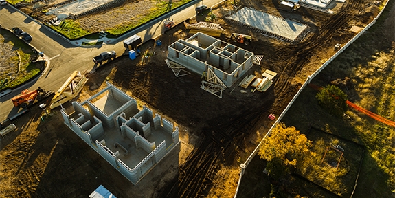 3d printed homes under construction in North Austin, Texas.