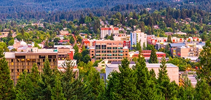 Photo of Eugene, Oregon skyline.